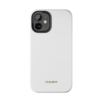 Tough Phone Case — Slim White Protective Case with Gold 'TRILLION' Accent