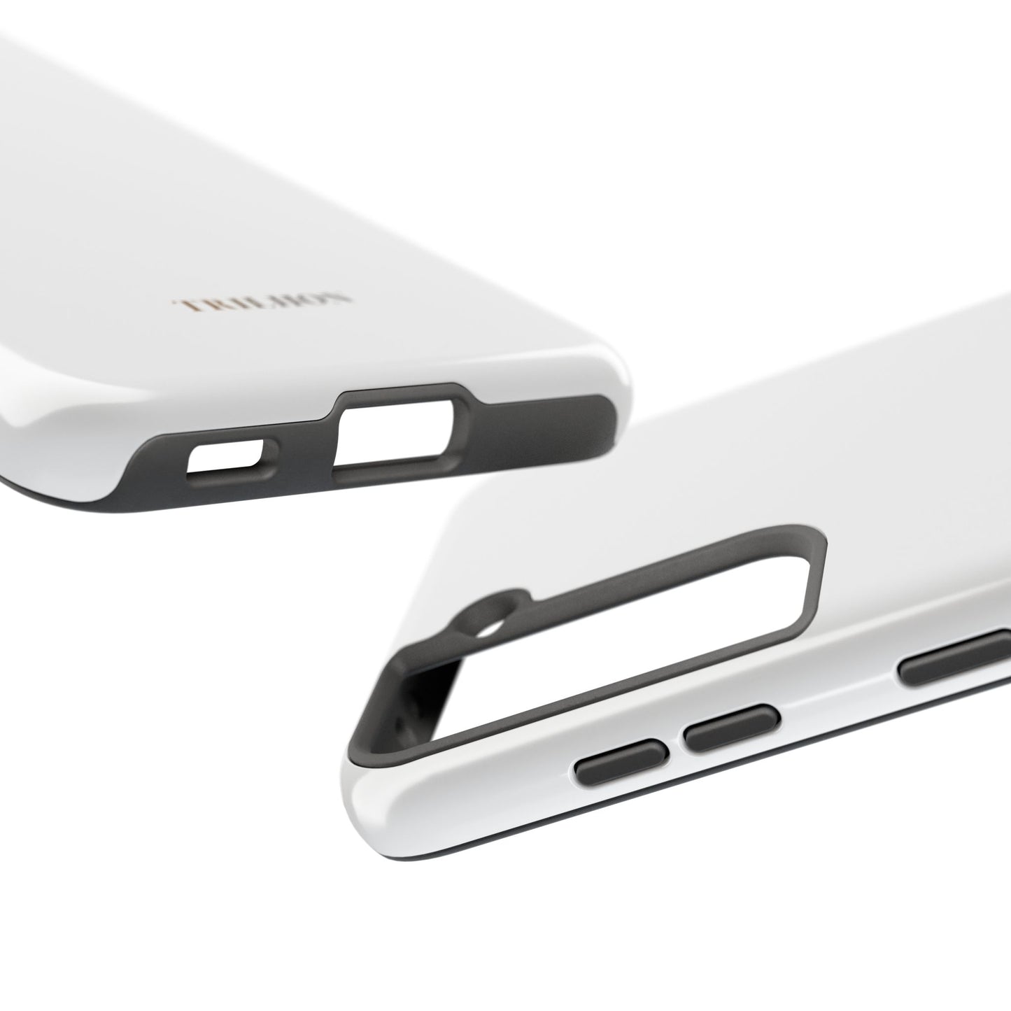 Tough Phone Case — Slim White Protective Case with Gold 'TRILLION' Accent