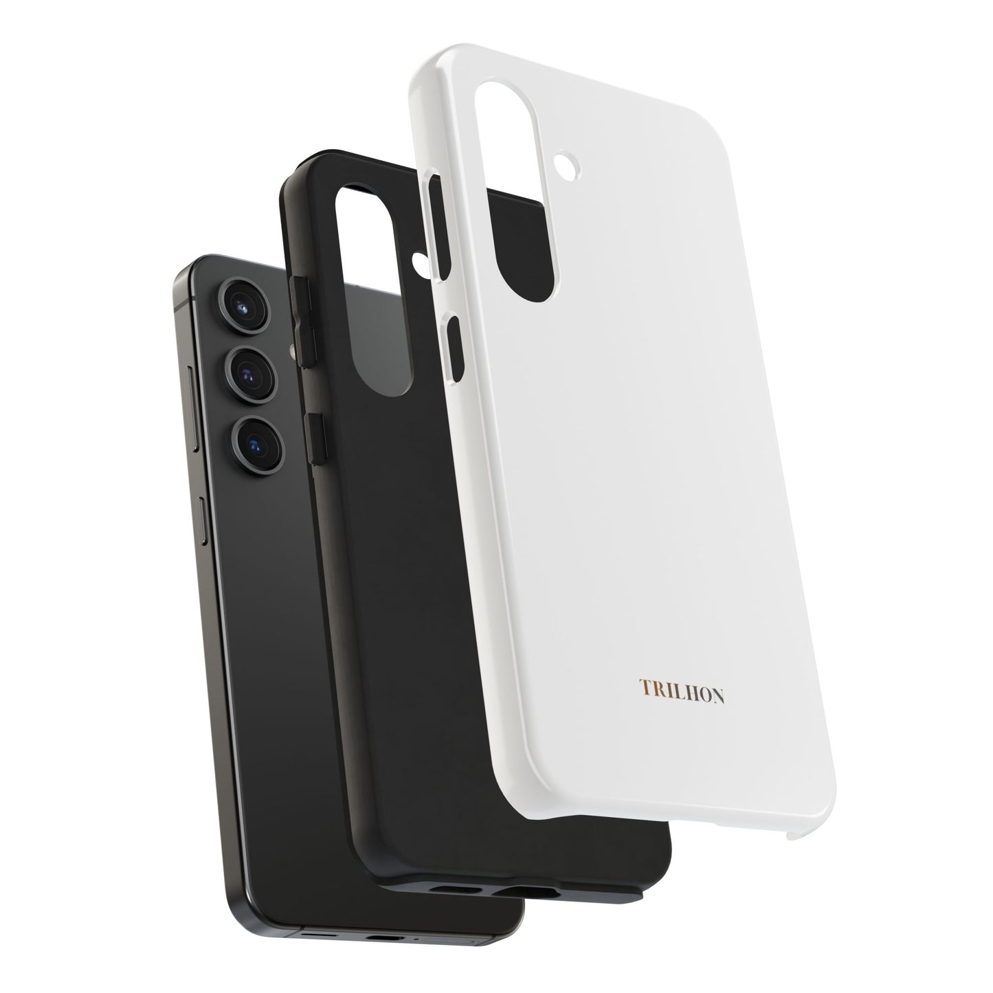 Tough Phone Case — Slim White Protective Case with Gold 'TRILLION' Accent