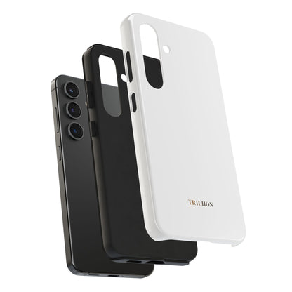 Tough Phone Case — Slim White Protective Case with Gold 'TRILLION' Accent