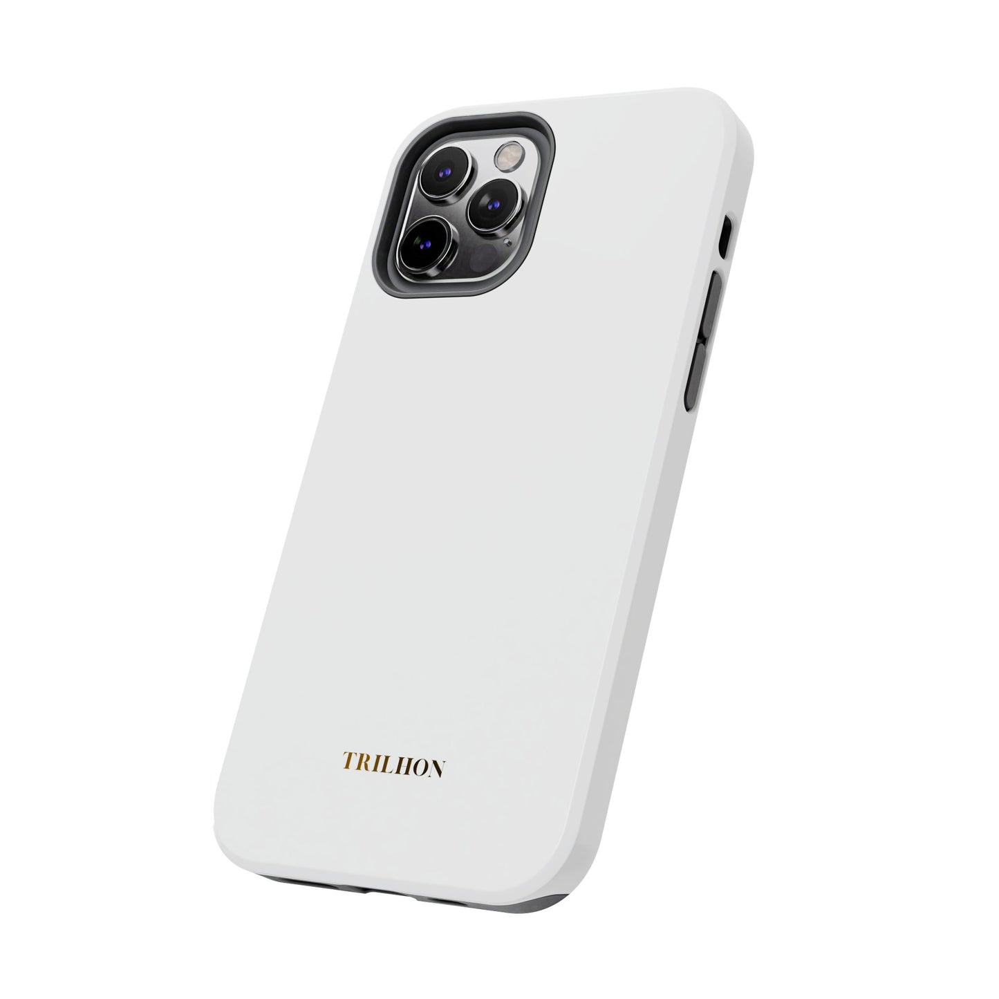 Tough Phone Case — Slim White Protective Case with Gold 'TRILLION' Accent