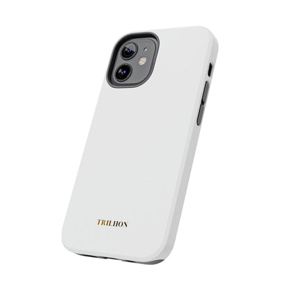 Tough Phone Case — Slim White Protective Case with Gold 'TRILLION' Accent