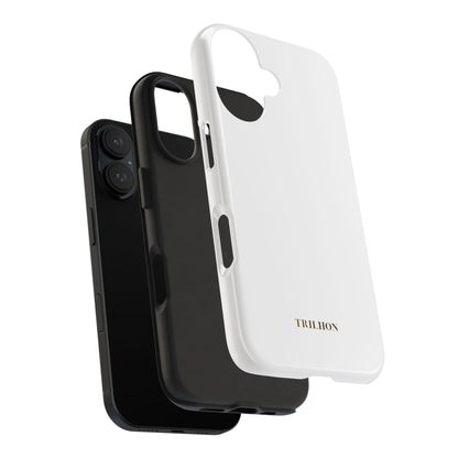 Tough Phone Case — Slim White Protective Case with Gold 'TRILLION' Accent