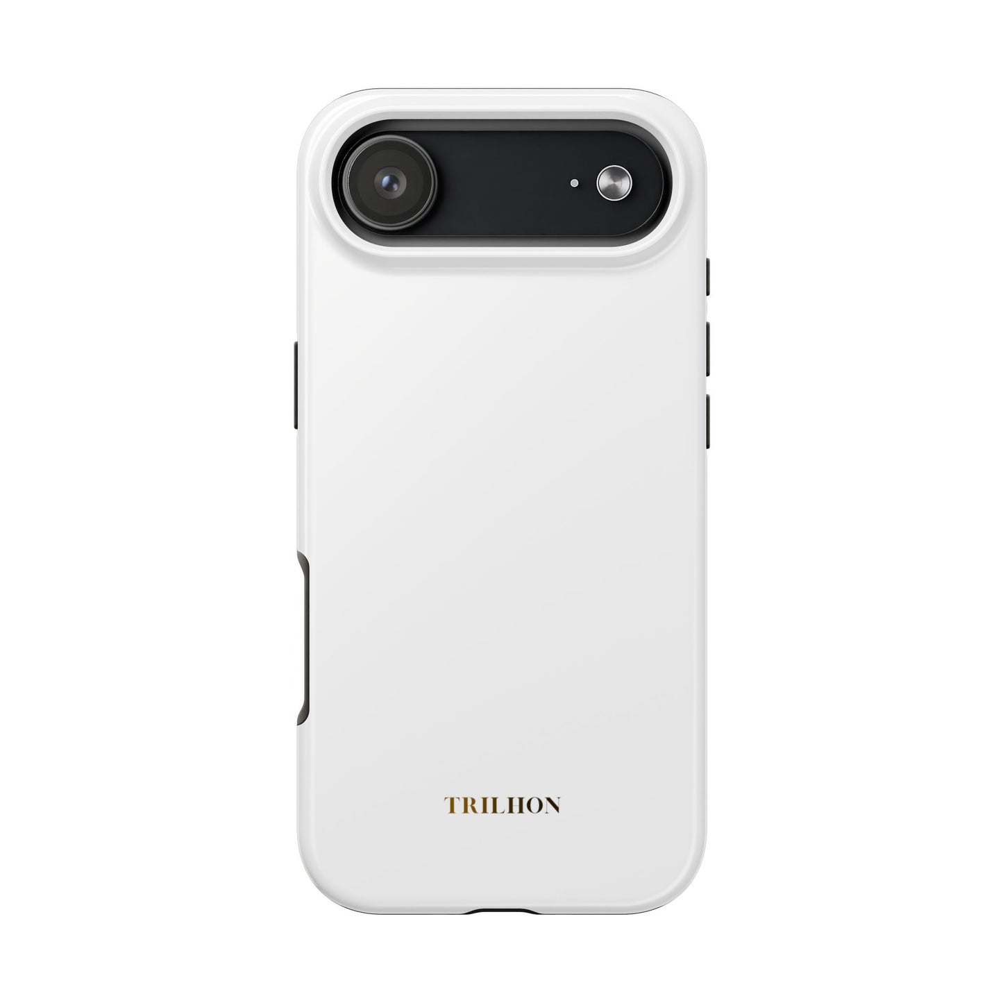 Tough Phone Case — Slim White Protective Case with Gold 'TRILLION' Accent