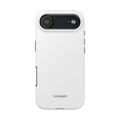 Tough Phone Case — Slim White Protective Case with Gold 'TRILLION' Accent