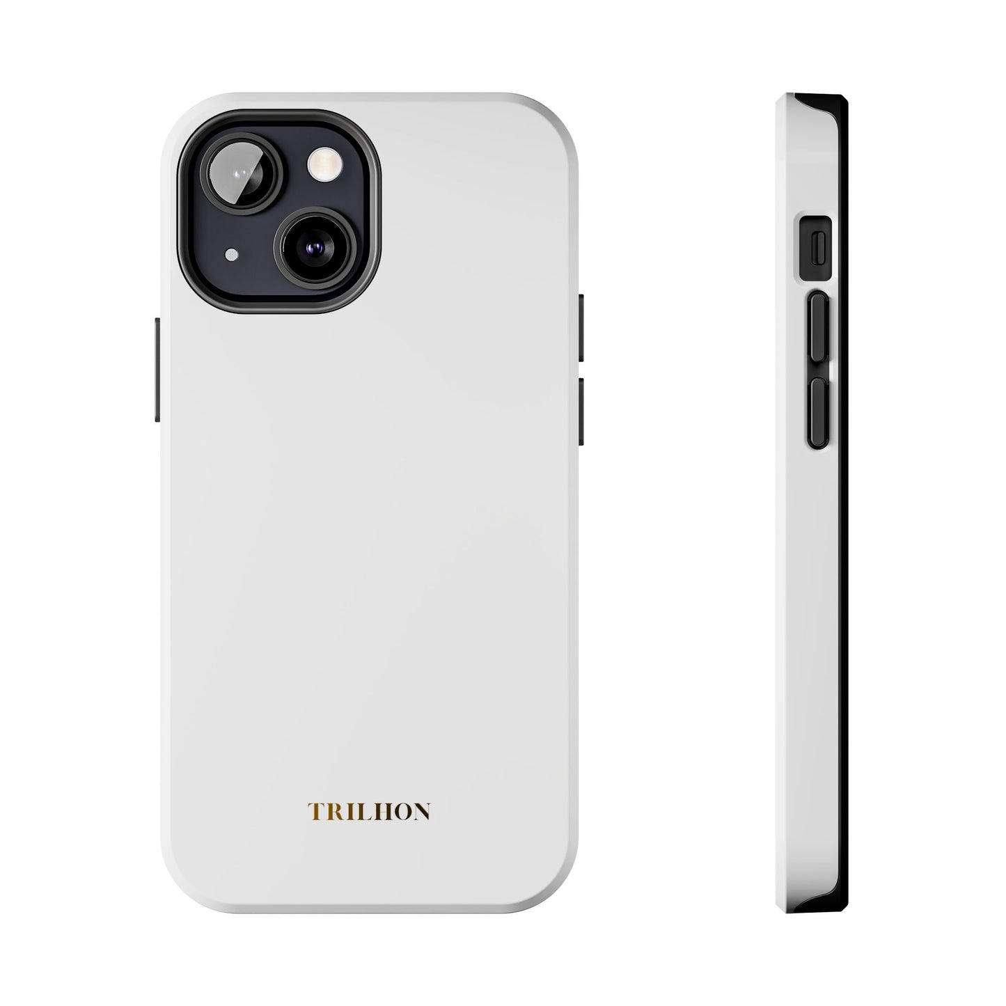 Tough Phone Case — Slim White Protective Case with Gold 'TRILLION' Accent