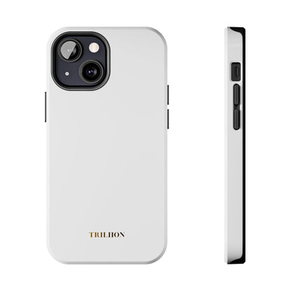Tough Phone Case — Slim White Protective Case with Gold 'TRILLION' Accent