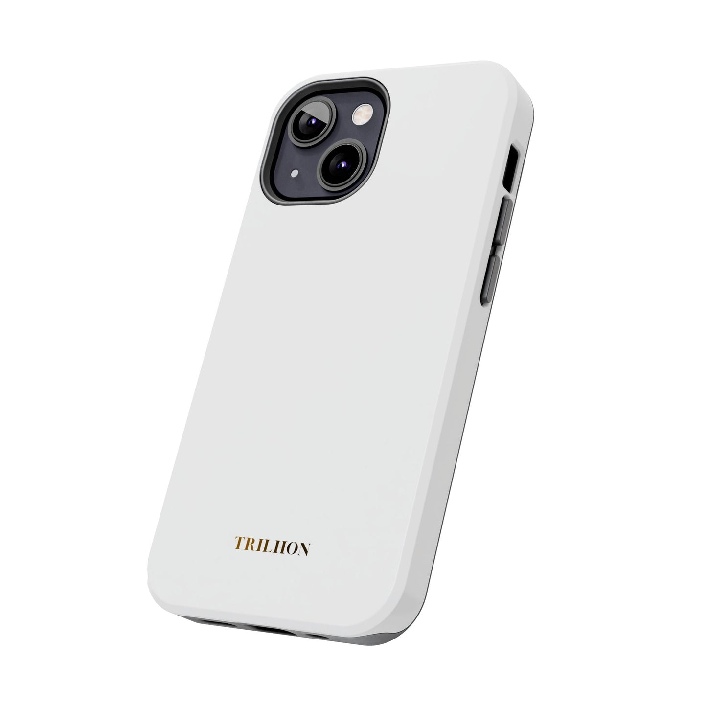 Tough Phone Case — Slim White Protective Case with Gold 'TRILLION' Accent