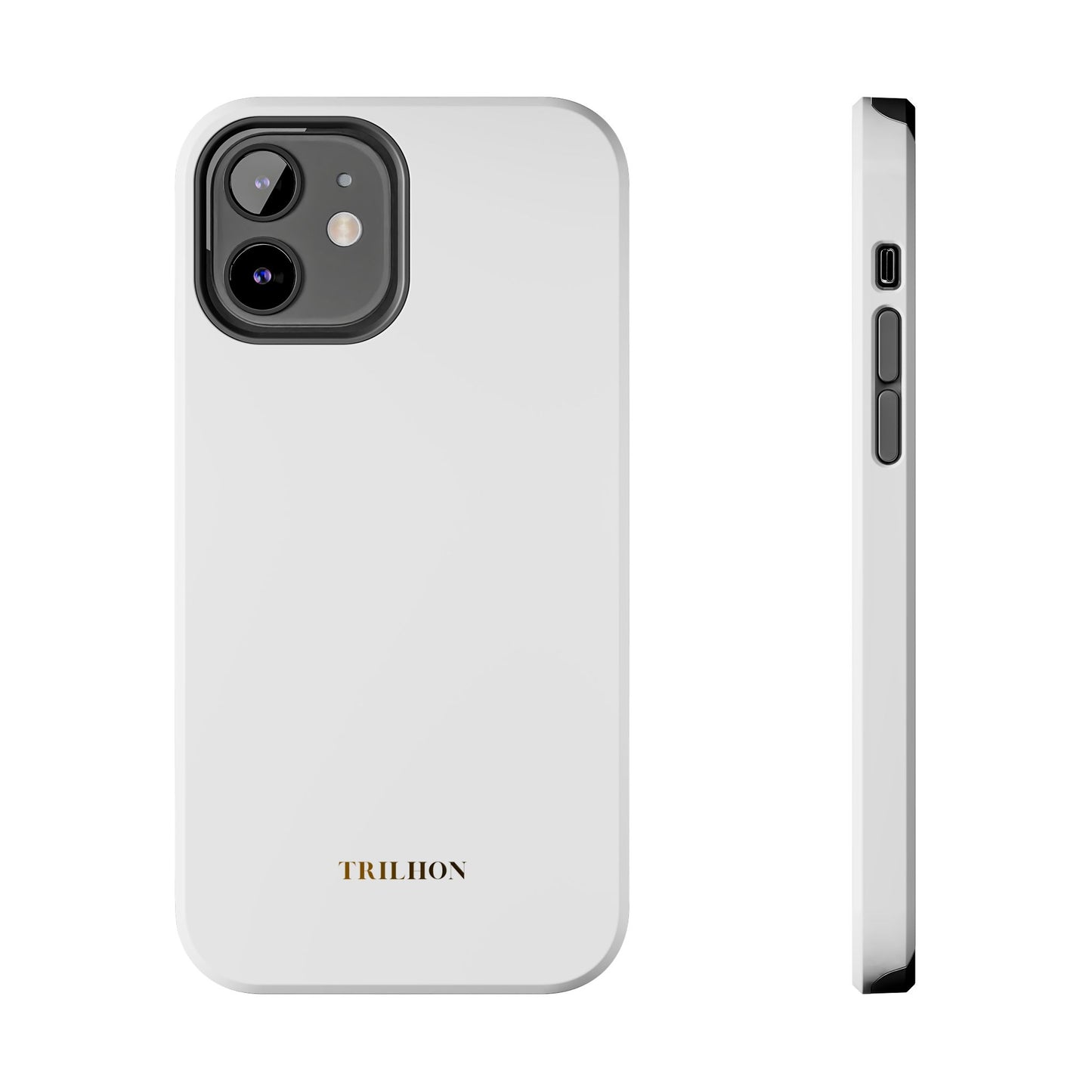 Tough Phone Case — Slim White Protective Case with Gold 'TRILLION' Accent