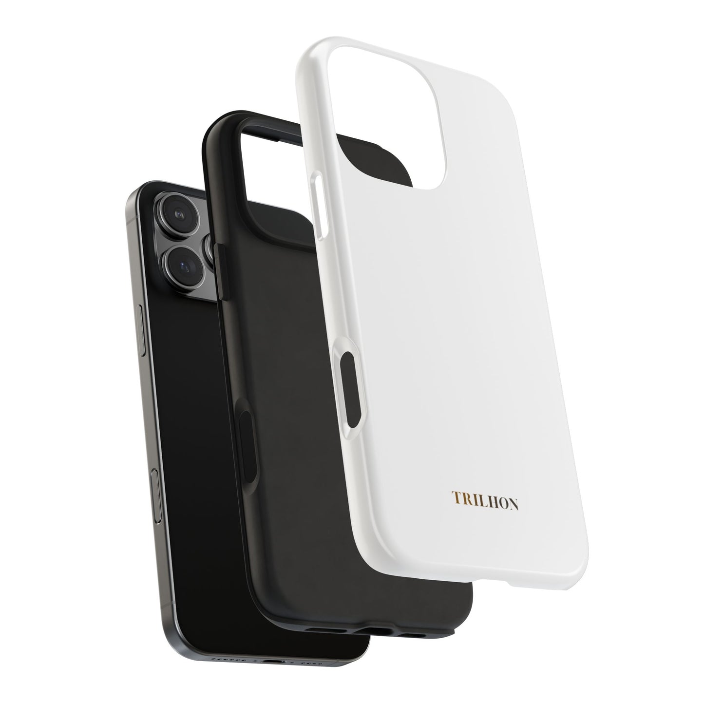 Tough Phone Case — Slim White Protective Case with Gold 'TRILLION' Accent