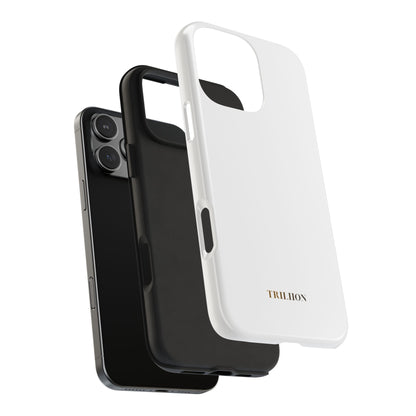 Tough Phone Case — Slim White Protective Case with Gold 'TRILLION' Accent