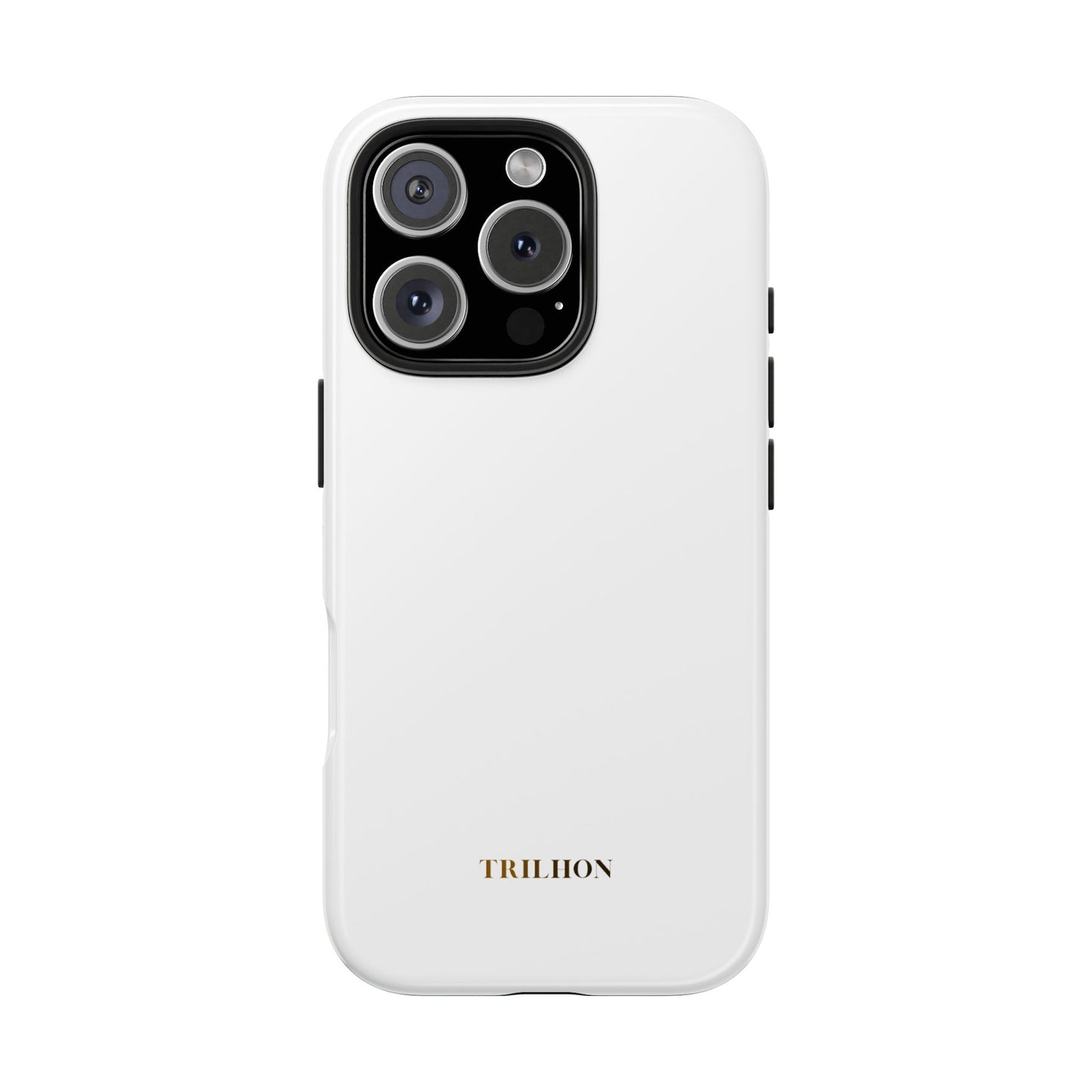 Tough Phone Case — Slim White Protective Case with Gold 'TRILLION' Accent