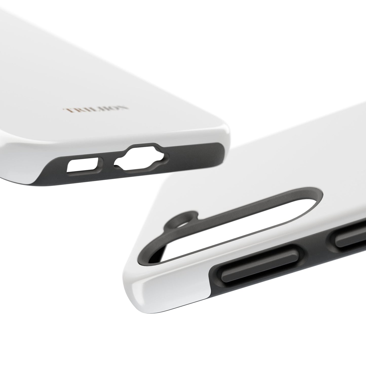 Tough Phone Case — Slim White Protective Case with Gold 'TRILLION' Accent