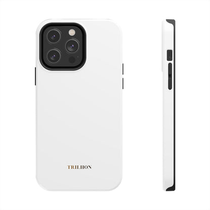 Tough Phone Case — Slim White Protective Case with Gold 'TRILLION' Accent