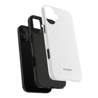 Tough Phone Case — Slim White Protective Case with Gold 'TRILLION' Accent