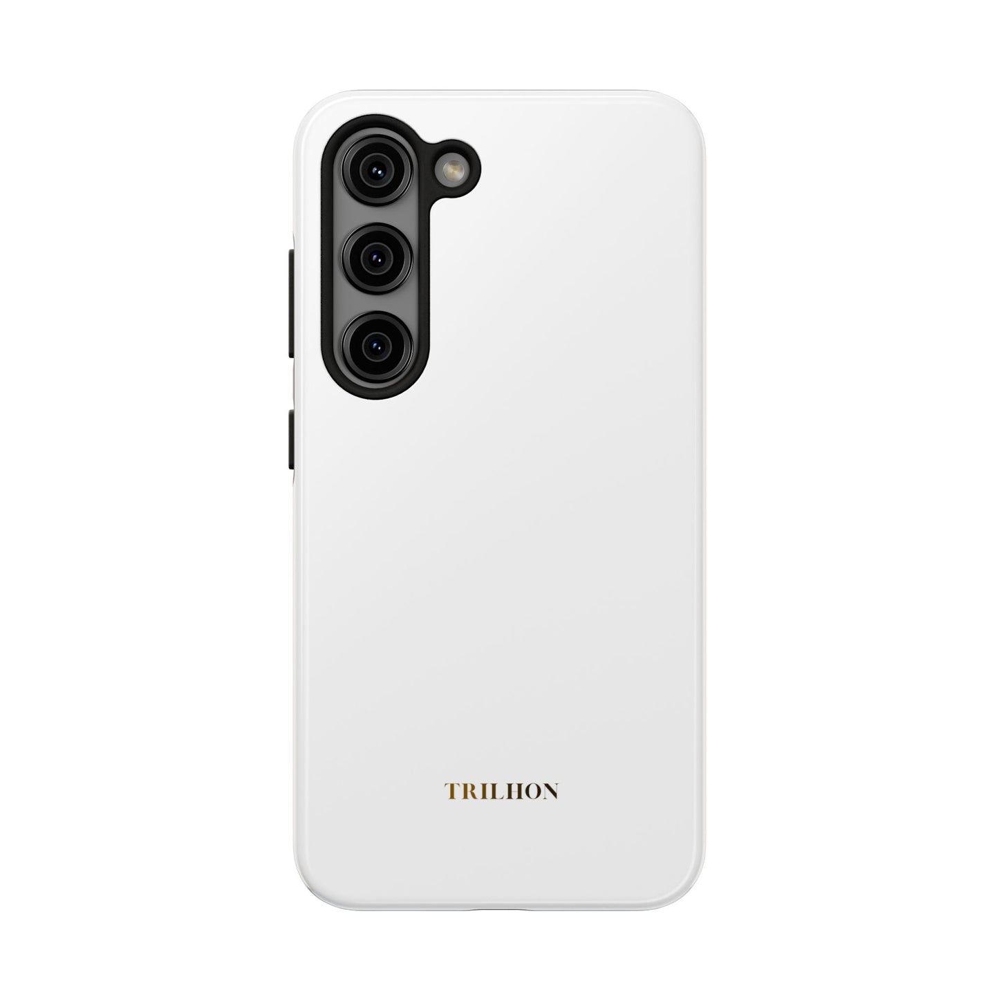 Tough Phone Case — Slim White Protective Case with Gold 'TRILLION' Accent