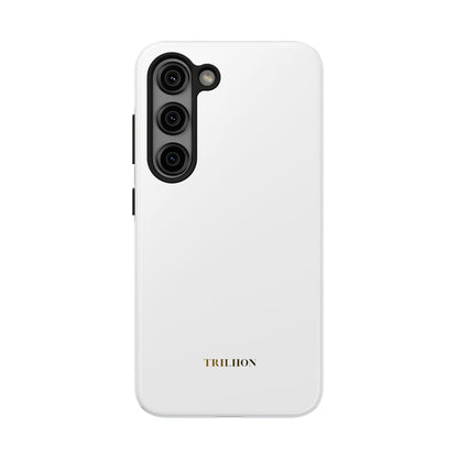 Tough Phone Case — Slim White Protective Case with Gold 'TRILLION' Accent