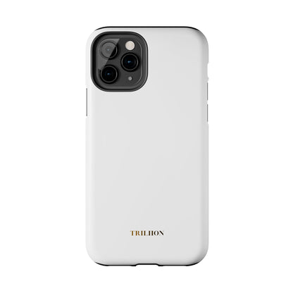 Tough Phone Case — Slim White Protective Case with Gold 'TRILLION' Accent