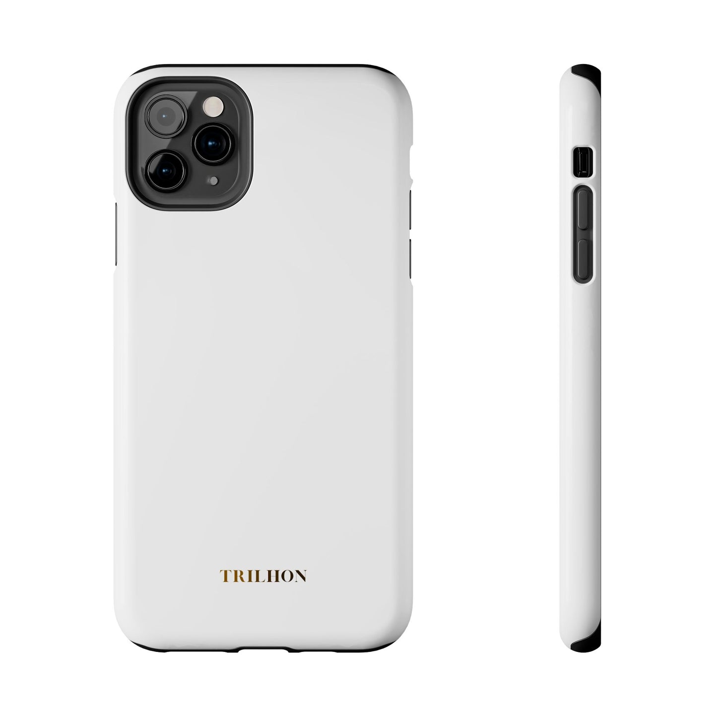 Tough Phone Case — Slim White Protective Case with Gold 'TRILLION' Accent