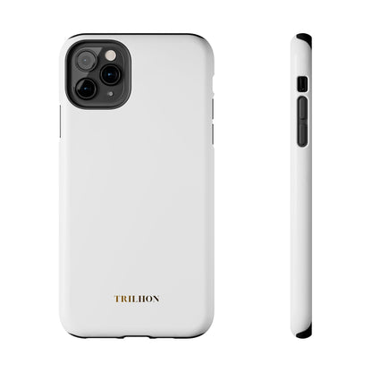 Tough Phone Case — Slim White Protective Case with Gold 'TRILLION' Accent
