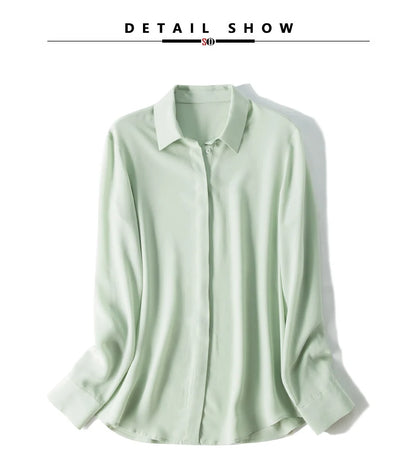 camisas de vestido de seda feminina