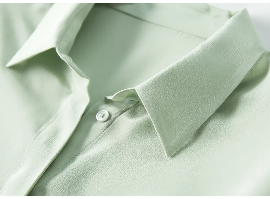 camisas de vestido de seda feminina