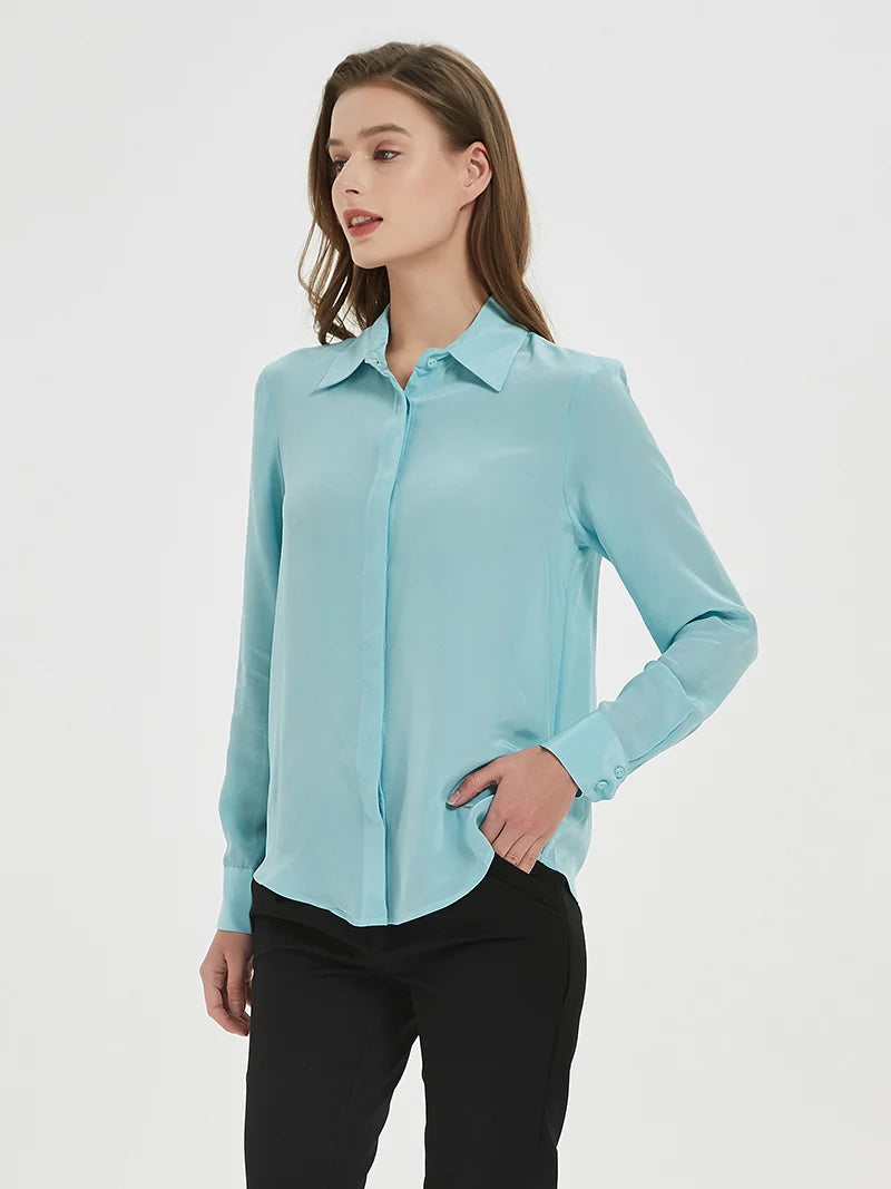 camisas de vestido de seda feminina