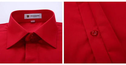 Camisa masculina clássica com punho francês e botão oculto