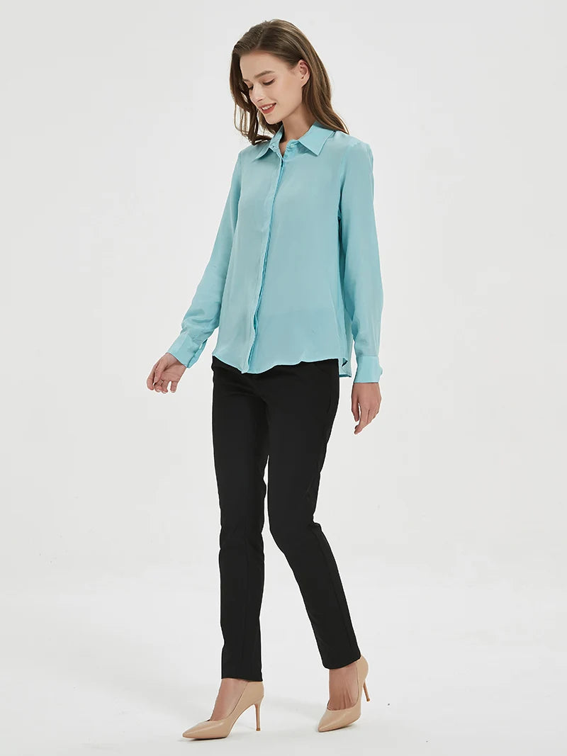 camisas de vestido de seda feminina