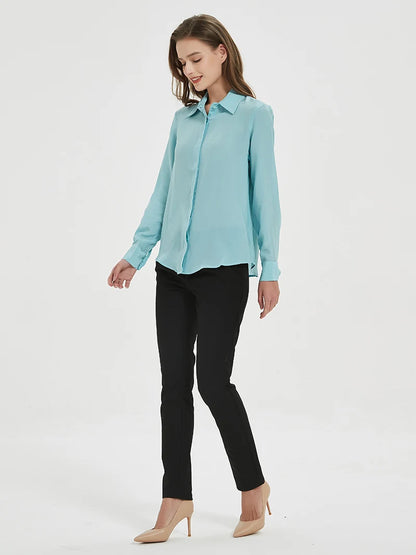 camisas de vestido de seda feminina