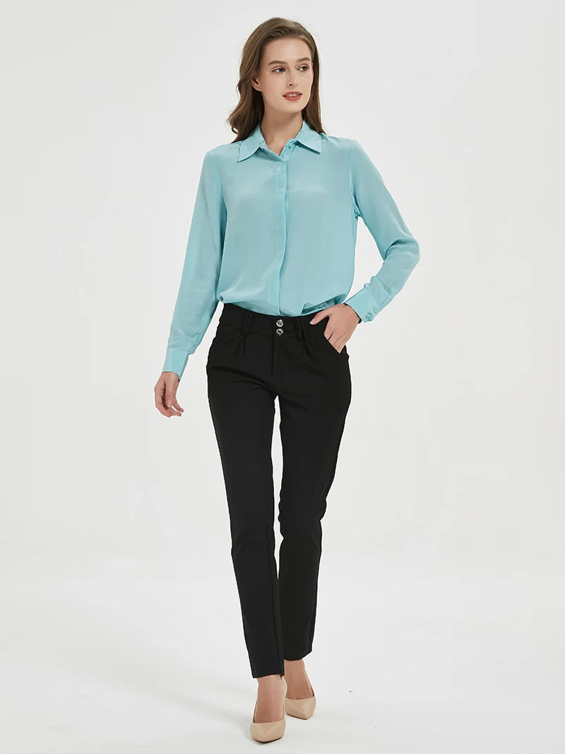 camisas de vestido de seda feminina