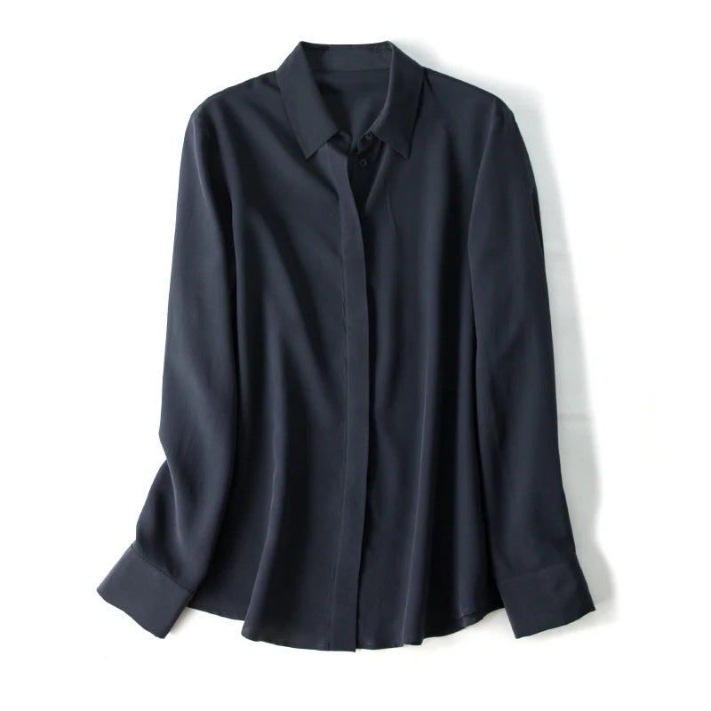 camisas de vestido de seda feminina