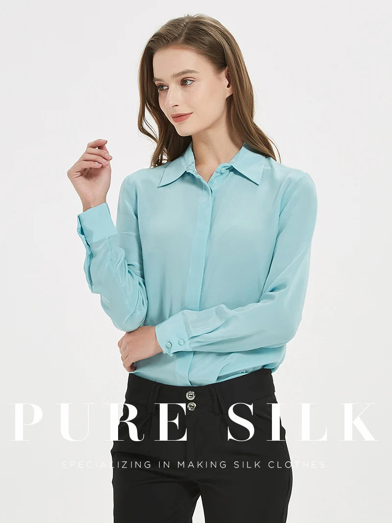 camisas de vestido de seda feminina