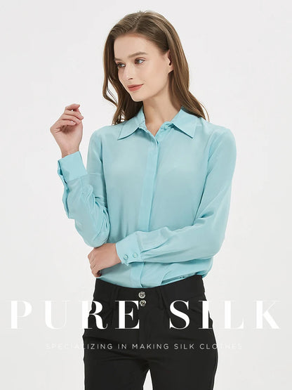 camisas de vestido de seda feminina