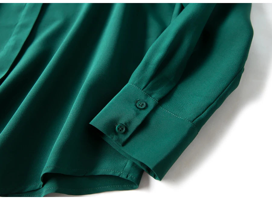 camisas de vestido de seda feminina