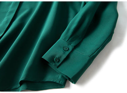 camisas de vestido de seda feminina