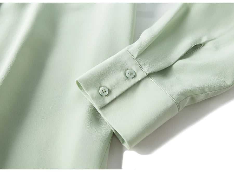 camisas de vestido de seda feminina