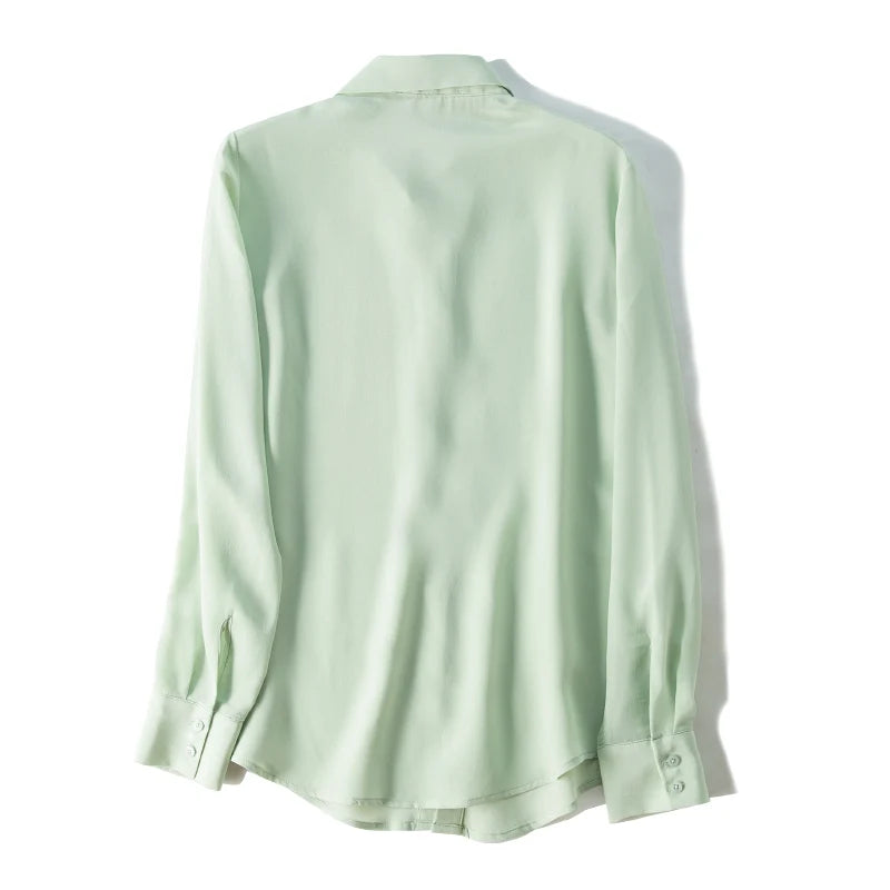 camisas de vestido de seda feminina