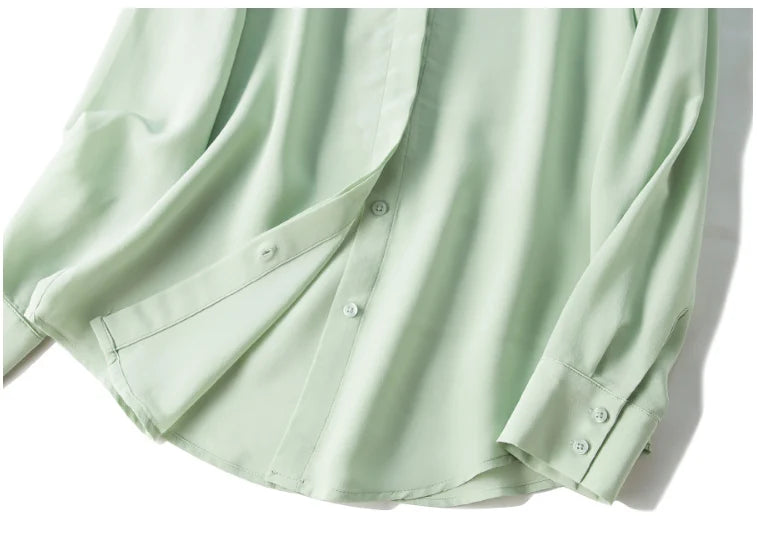 camisas de vestido de seda feminina